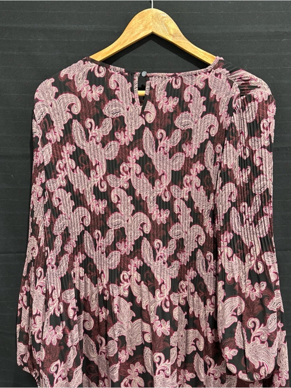 J Jill Wearever Collection Long Sleeve Patterned Pleated Front Dress Large - Picture 10 of 13